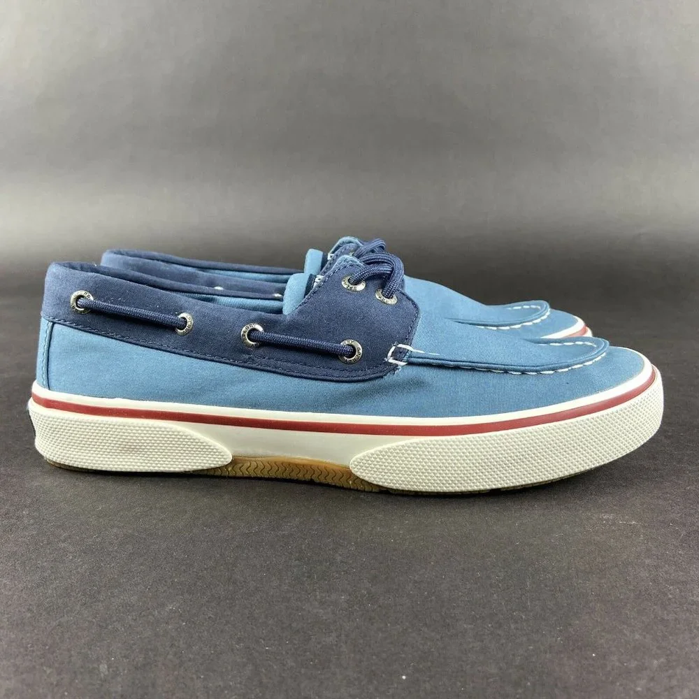 Sperry Men's Halyard 2-Eyed Memory Foam Nautical Navy Blue Boat Shoe Size 8